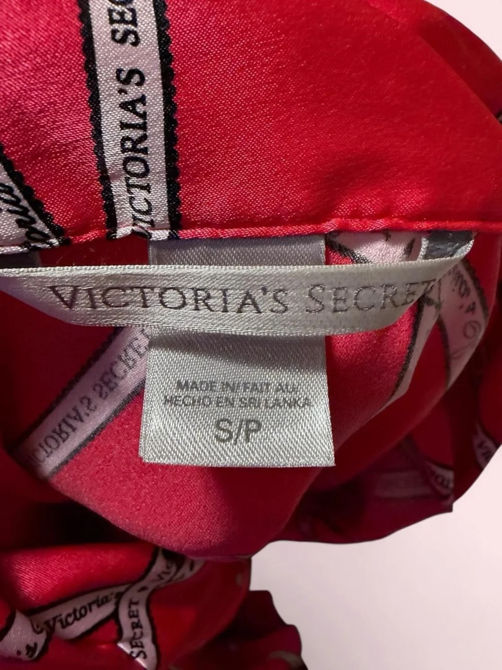 Victoria's Secret Pink Satin Sleepwear with Logo Ribbon Detail